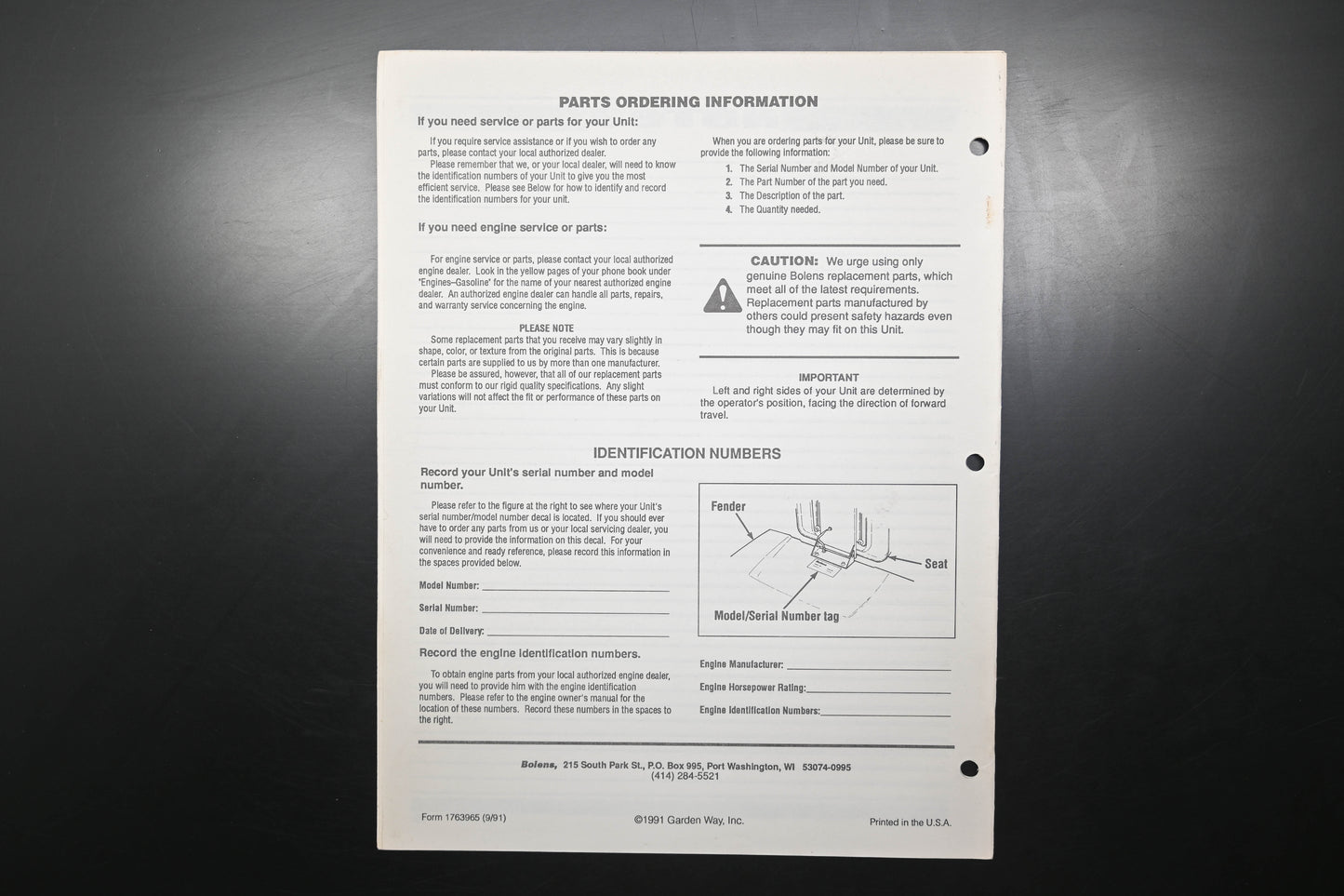 Bolens 1763965, 176-3965 Suburban Tractor Models 3212GX 3212G Parts List