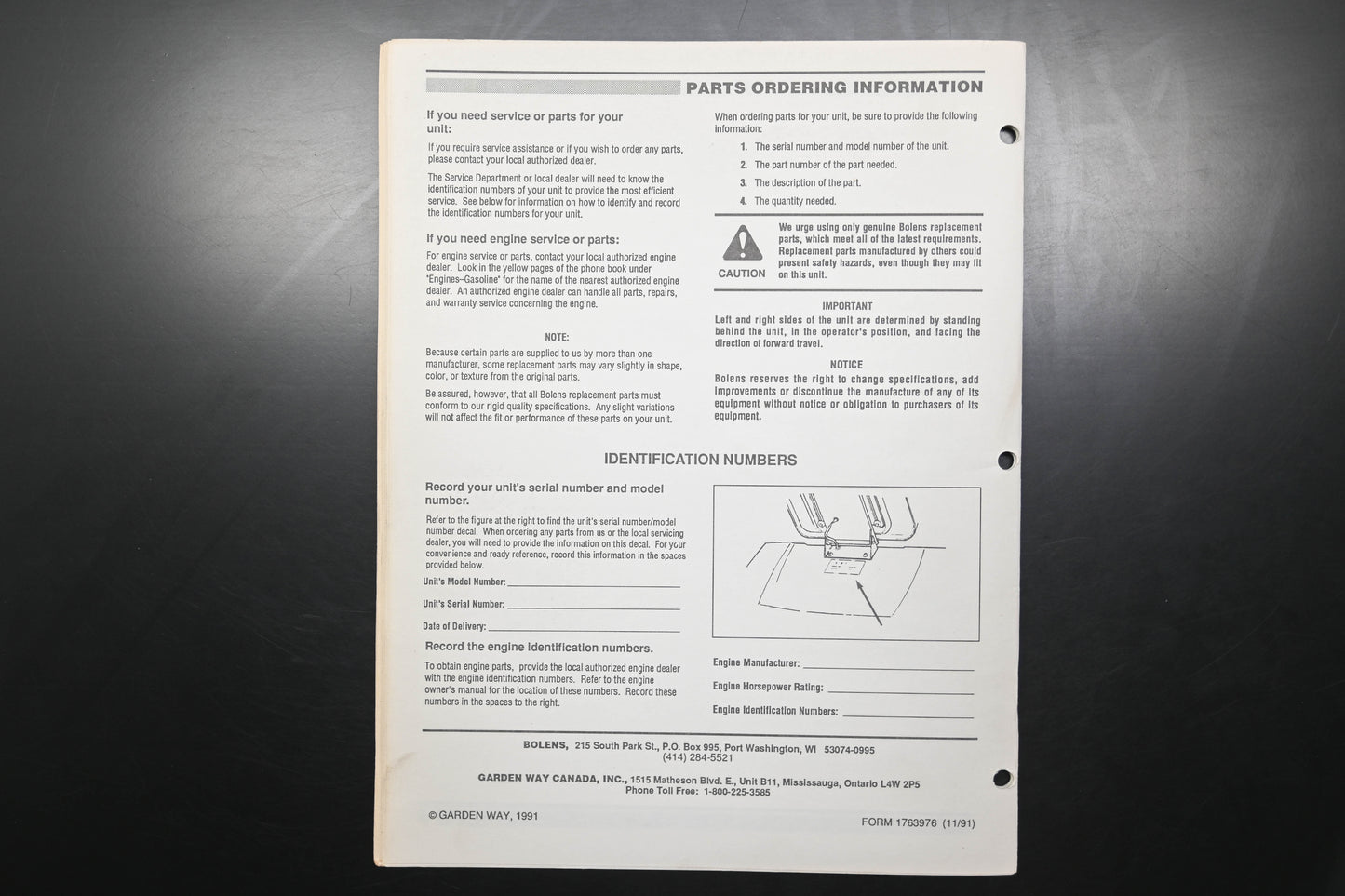Bolens 1763976, 176-3976 Suburban Tractor Models 13011 13017 13023 Parts Catalog