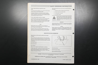 Bolens 1763976, 176-3976 Suburban Tractor Models 13011 13017 13023 Parts Catalog