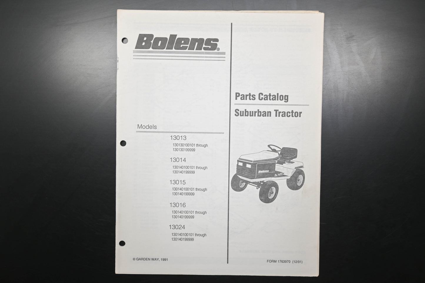 Bolens 1763970, 176-3970 Suburban Tractor Models 13013 - 13024 Parts Catalog