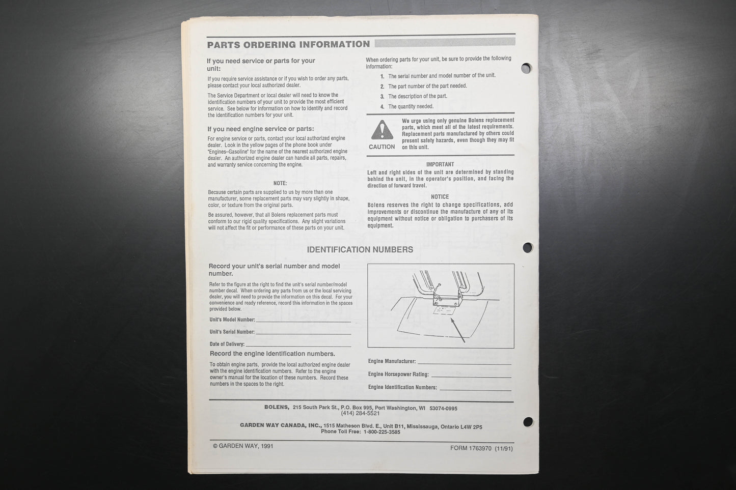 Bolens 1763970, 176-3970 Suburban Tractor Models 13013 - 13024 Parts Catalog