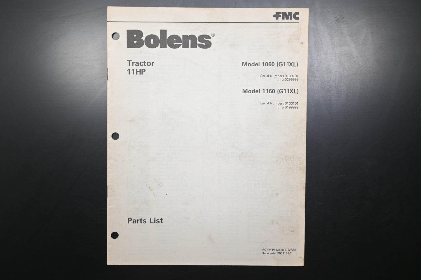 Bolens P553128-3 Tractor Models 1060 1160 Parts List