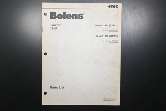 Bolens P553128-3 Tractor Models 1060 1160 Parts List
