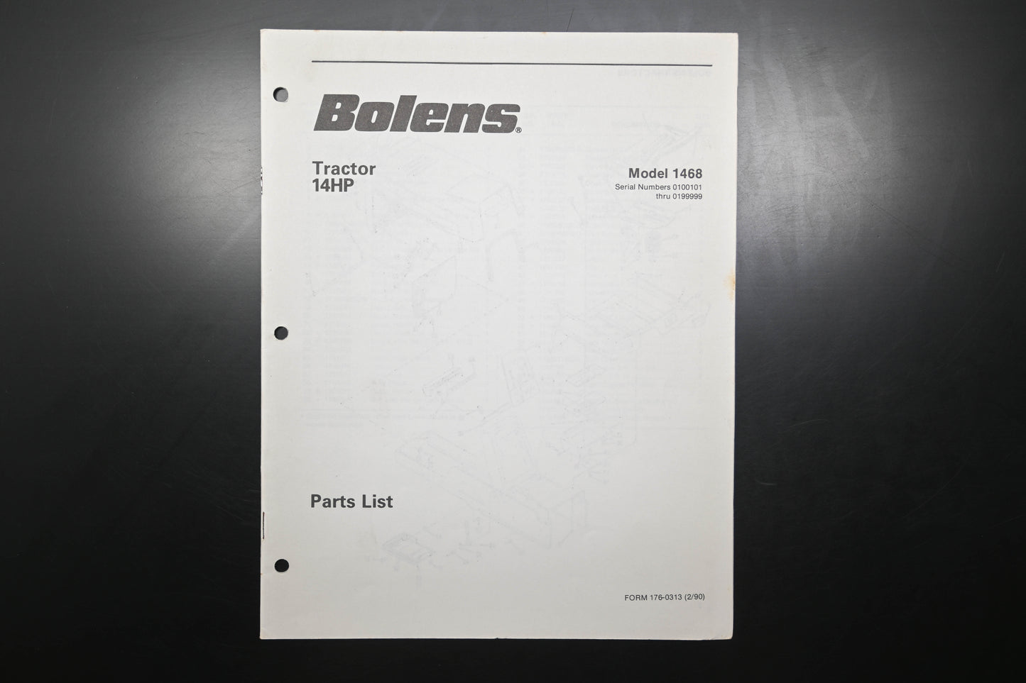 Bolens 176-0313, 1760313 Tractor 14HP Model 1468 Parts List
