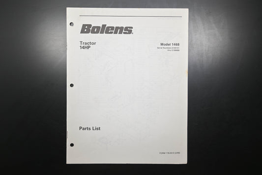 Bolens 176-0313, 1760313 Tractor 14HP Model 1468 Parts List