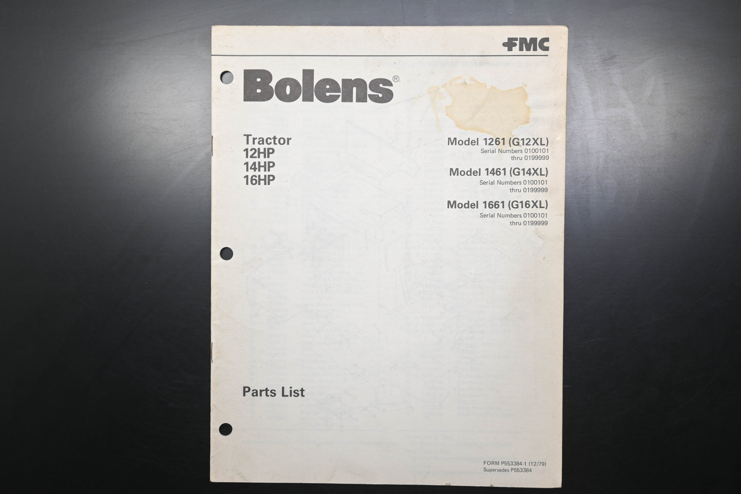 Bolens P553384-1 Tractor Models 1261 1461 1661 Parts List