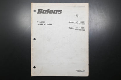 Bolens 3827-4 Tractor Models 1667 1467 Parts List