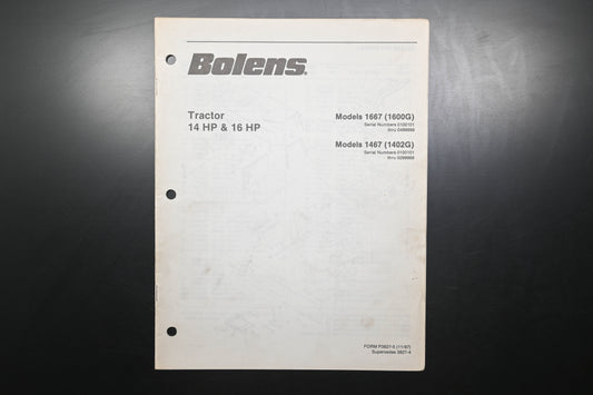 Bolens 3827-5 Tractor Models 1667 1467 Parts List
