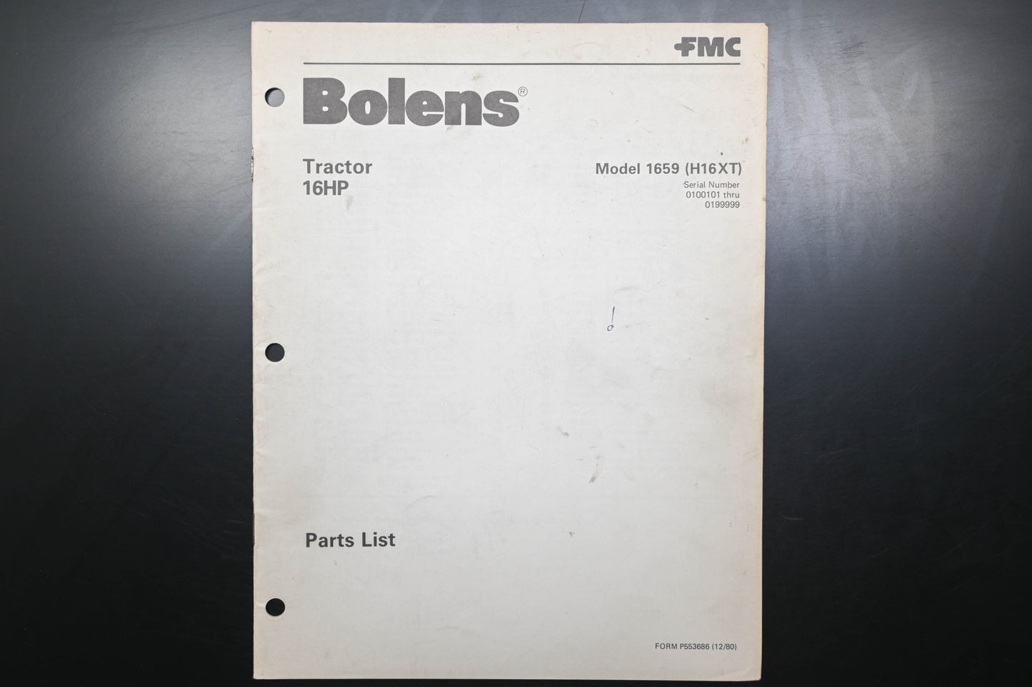 Bolens P553686 16HP Tractor Model 1659 Parts List