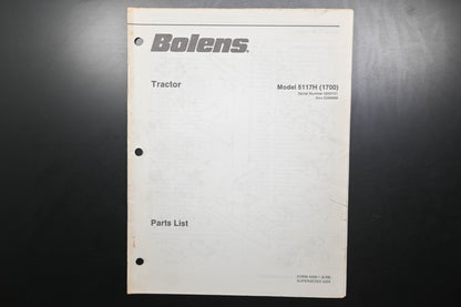 Bolens 4259-1 Tractor Model 5117H Parts List