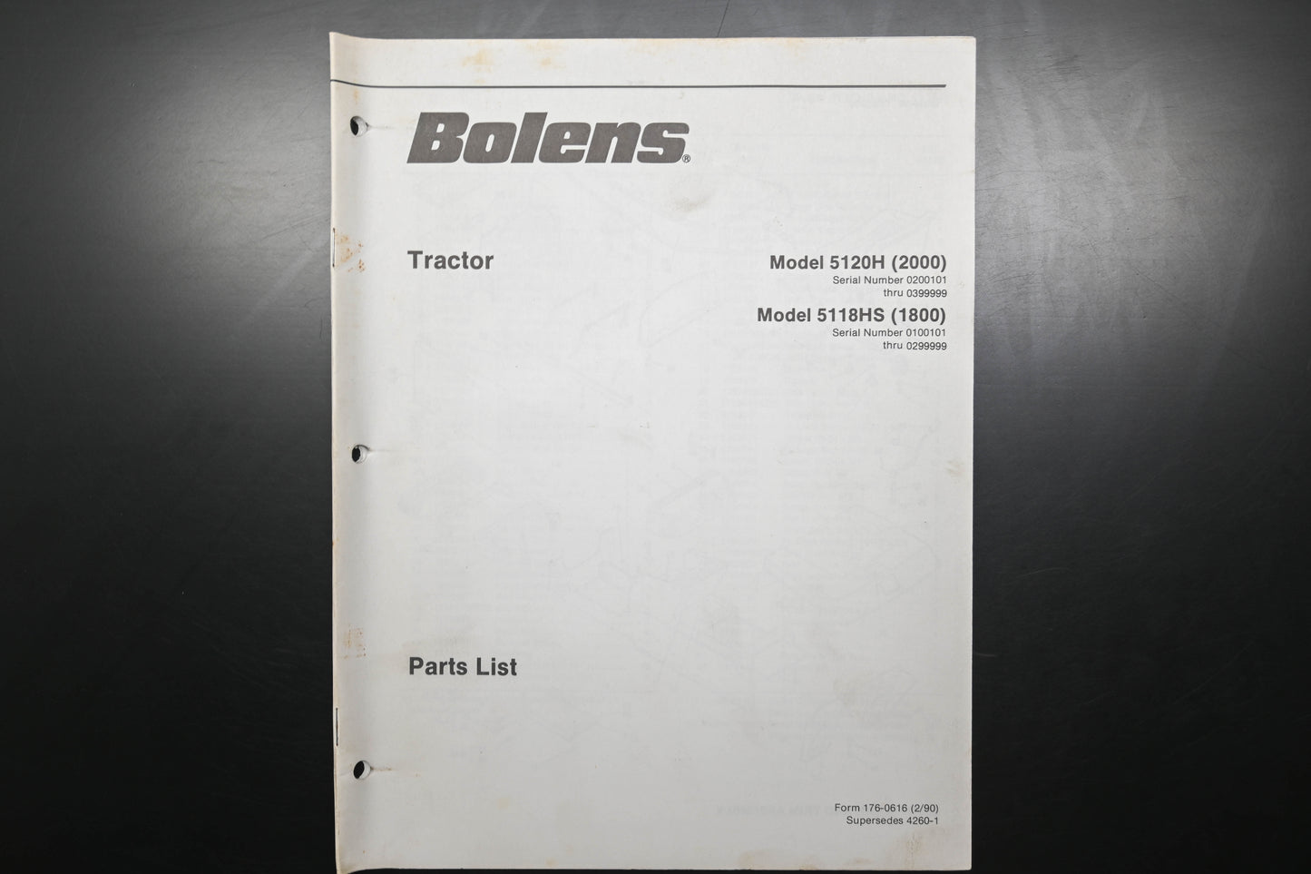 Bolens 176-0616, 1760616 Tractor Models 5120H 5118HS Parts List