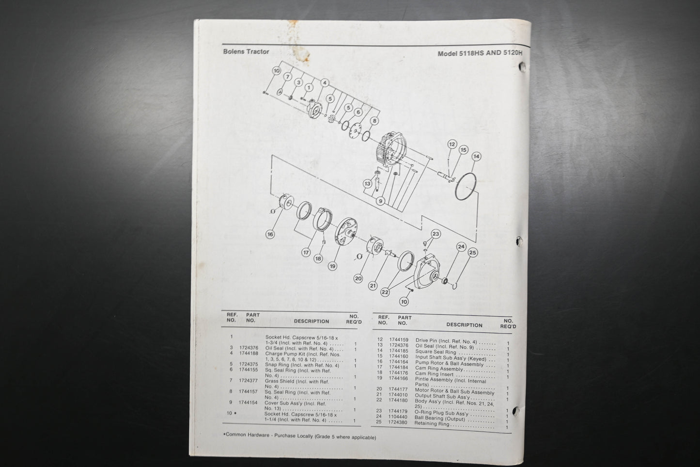 Bolens 176-0616, 1760616 Tractor Models 5120H 5118HS Parts List