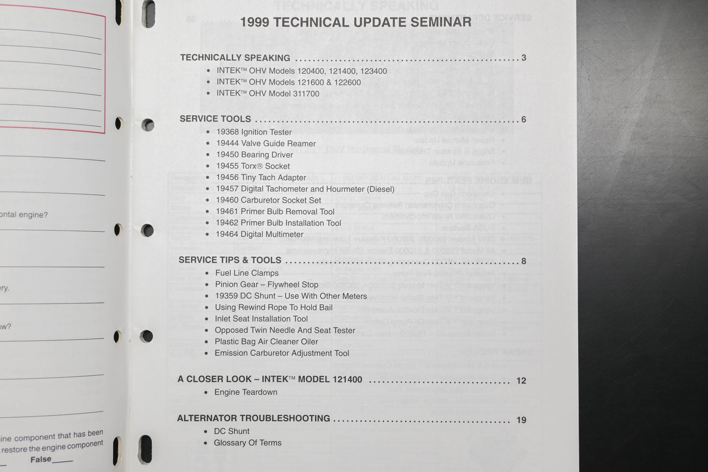 OEM Briggs & Stratton CE8058-10/98 99 Technical Update Seminar