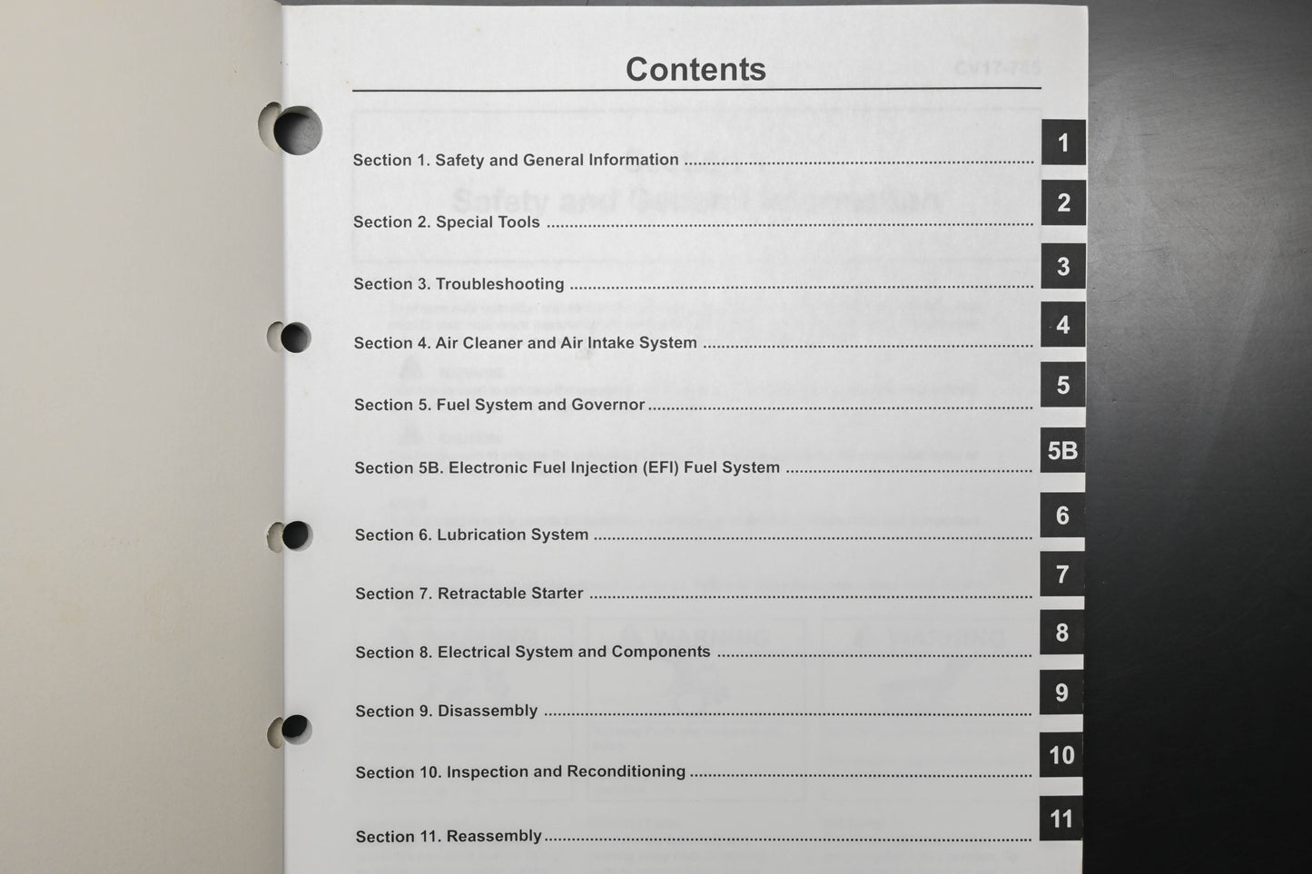 Kohler TP-2450-B Command CV17-745 Engine Service Manual