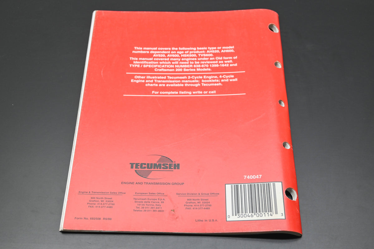 OEM Tecumseh 692508 99 2 Cycle Engines Mechanic's Handbook