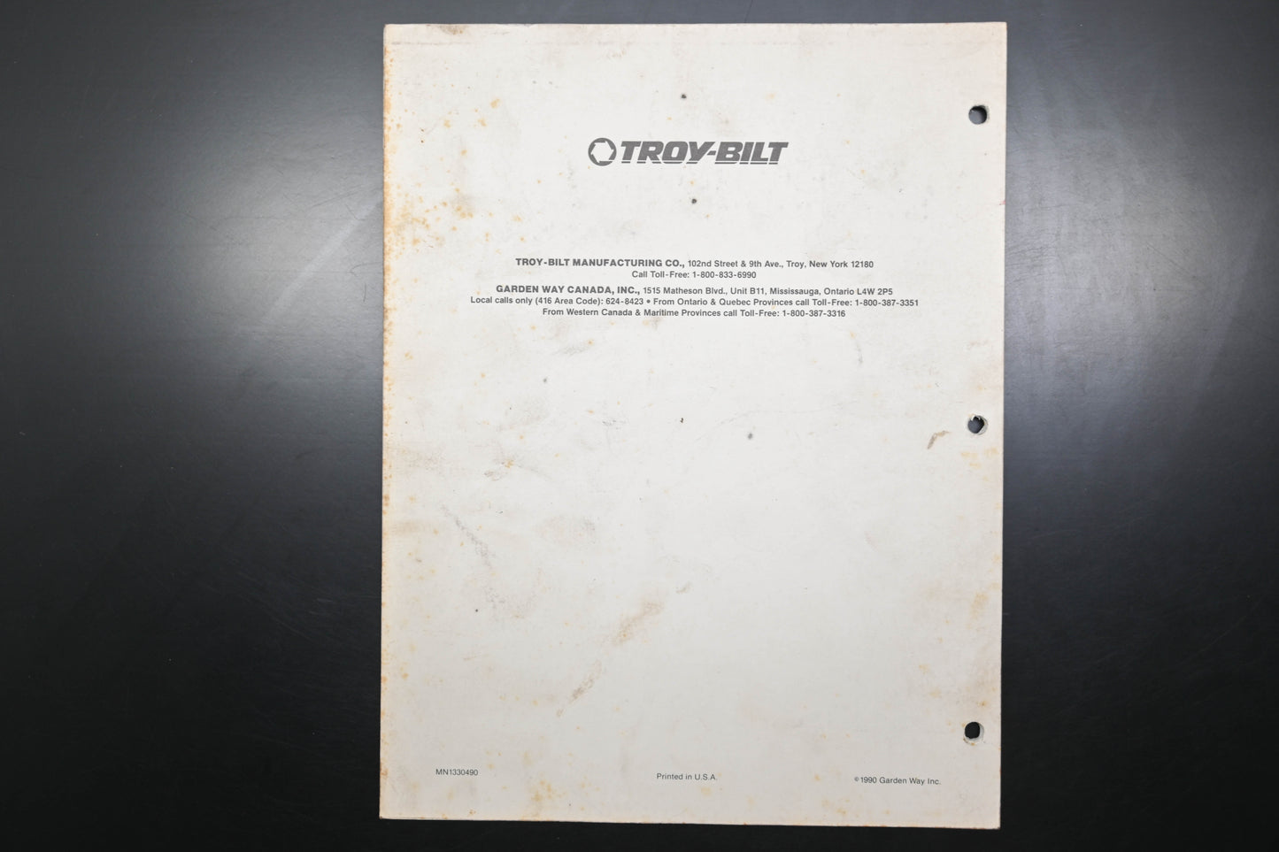 Troy Bilt MN1330490 PTO Horse Roto Tiller Shop Manual