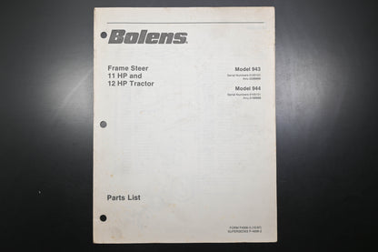 Bolens P4006-3 Frame Steer Tractor Models 943 944 Parts List