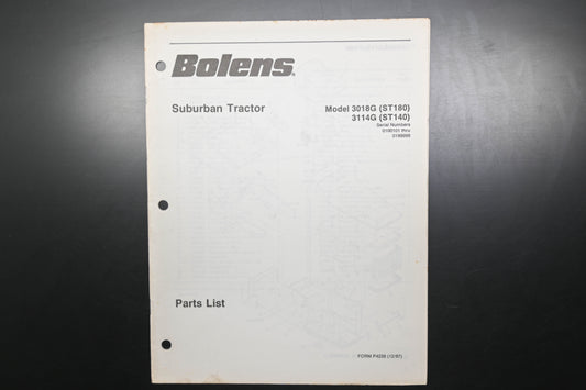 Bolens P4238 87 Suburban Tractor Models 3018G 3114G Parts List