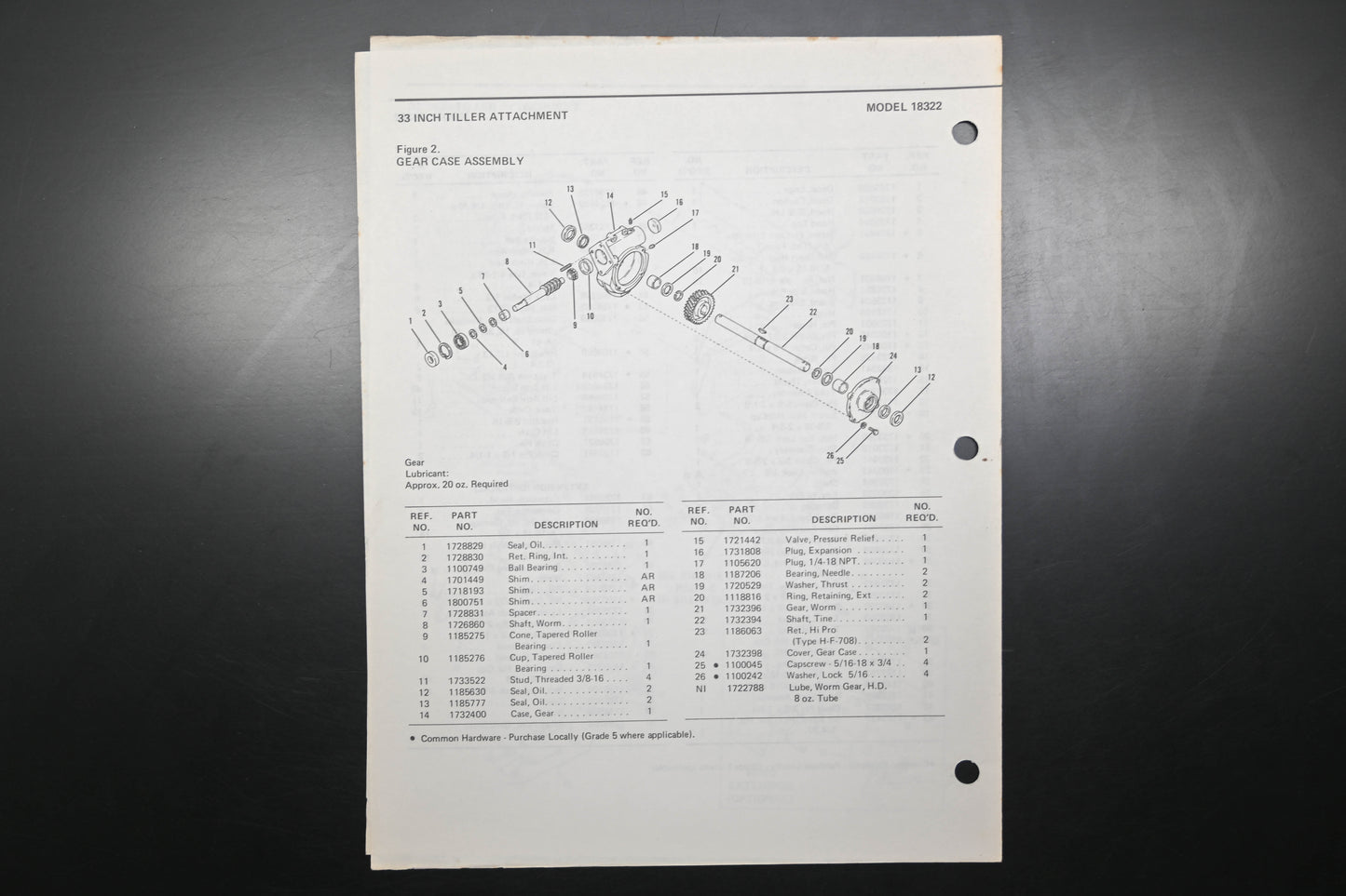 Bolens P-553542 33" Tiller Attachment Parts List