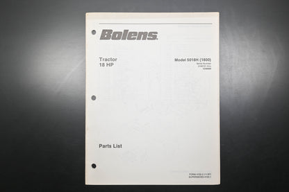 Bolens 4102-2 87 Tractor Model 5018H Parts List