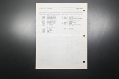 Bolens 4102-2 87 Tractor Model 5018H Parts List
