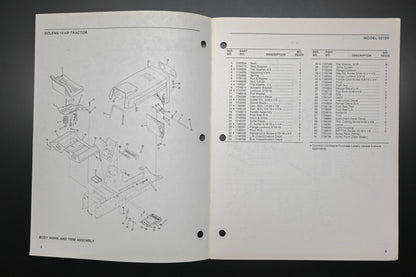 Bolens 4102-2 87 Tractor Model 5018H Parts List