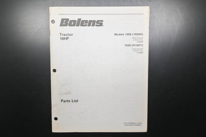 Bolens P553686-6 86 16HP Tractor Models 1668 1659 Parts List