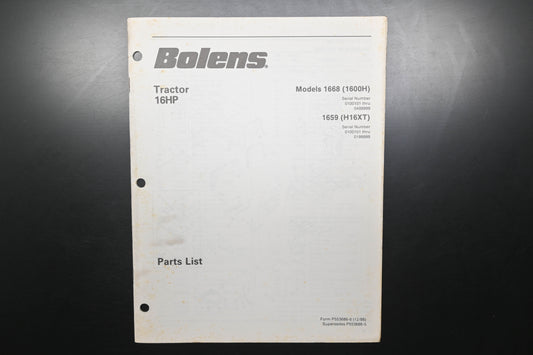 Bolens P553686-6 86 16HP Tractor Models 1668 1659 Parts List