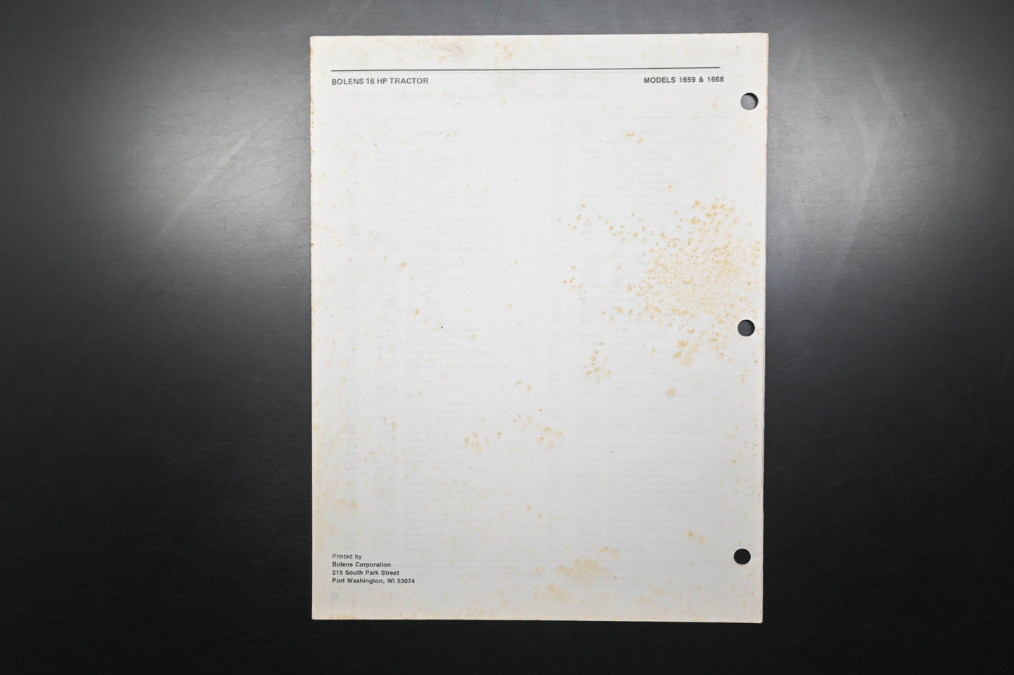 Bolens P553686-6 86 16HP Tractor Models 1668 1659 Parts List