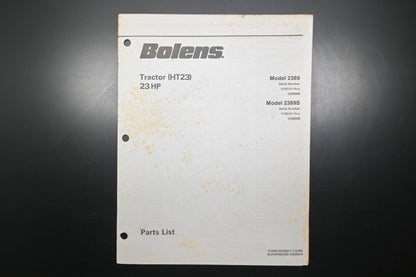 Bolens 553353-7 86 23HP Tractor Model 2389S Parts List