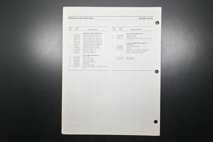 Bolens 4102-1 86 18HP Tractor Model 5018H Parts List