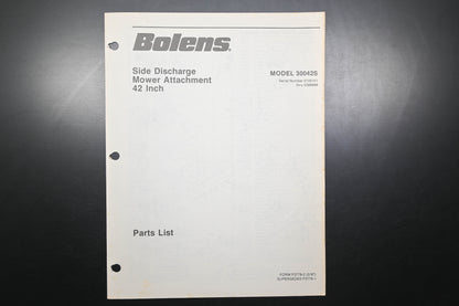 Bolens P3779-2 87 42" Side Discharge Attachment Model 30042S Parts List