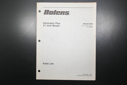 Bolens 3938-1 87 Eliminator Plus 21" Mower Model 8352 Parts List