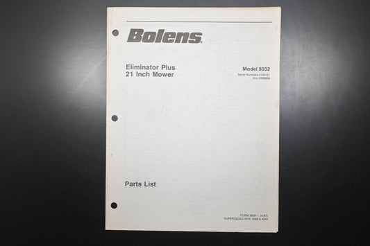 Bolens 3938-1 87 Eliminator Plus 21" Mower Model 8352 Parts List