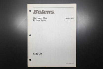 Bolens P-4187 87 Eliminator Plus Mower 21" Model 9052 Parts List
