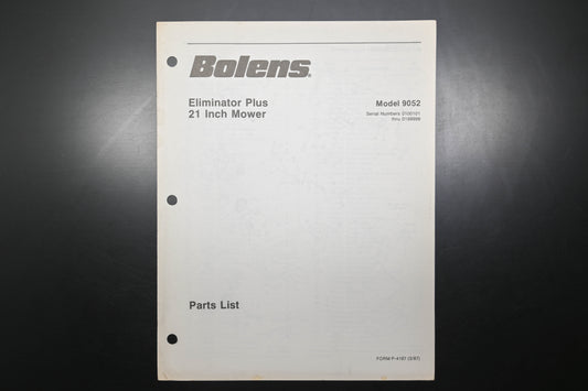 Bolens P-4187 87 Eliminator Plus Mower 21" Model 9052 Parts List