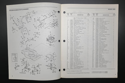 Bolens P-4188 87 Eliminator Plus Mower 21" Model 9062 Parts List