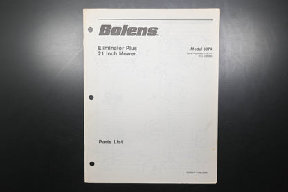 Bolens P-4189 87 Eliminator Plus Mower 21" Model 9074 Parts List