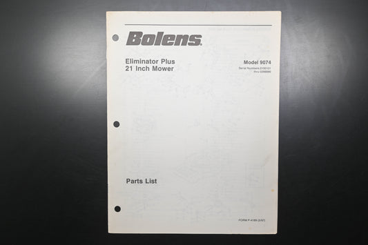 Bolens P-4189 87 Eliminator Plus Mower 21" Model 9074 Parts List