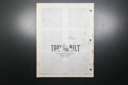Troy Bilt MNL-1 82 Horse Model Roto Tiller Master Parts Catalog