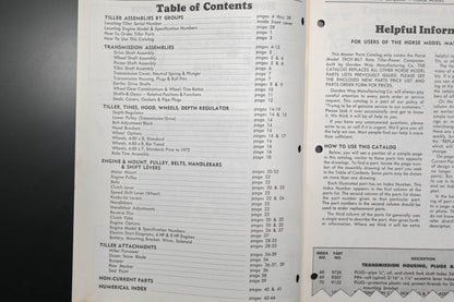 Troy Bilt MNL-1 82 Horse Model Roto Tiller Master Parts Catalog