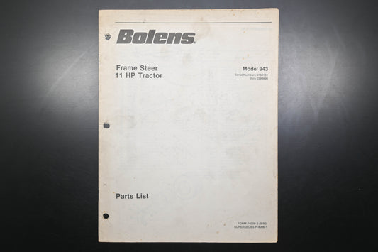 Bolens P4006-2 86 Frame Steer Tractor Models 943 Parts List