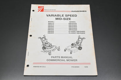 Ransomes 38492C 92 Variable Speed Mid Size Mower Parts Manual