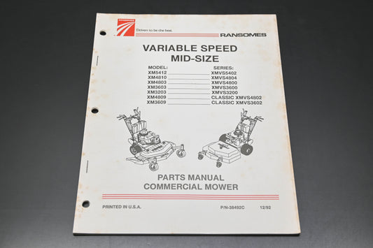 Ransomes 38492C 92 Variable Speed Mid Size Mower Parts Manual