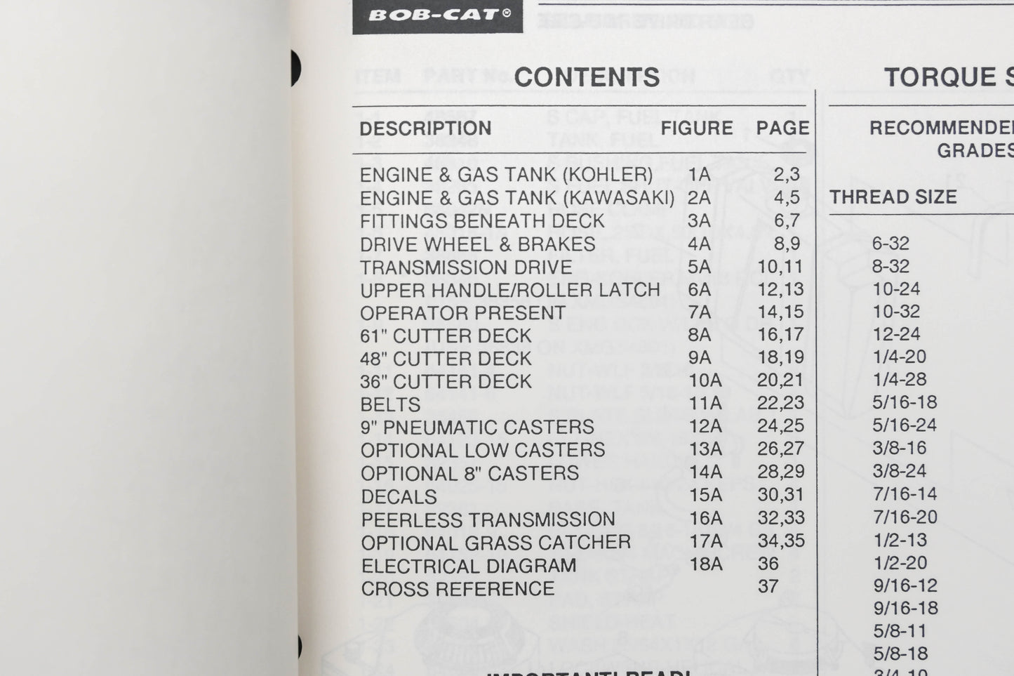 Bob-Cat 38485C 93 XM3652 XM4852 XM6151 Mower Parts Manual