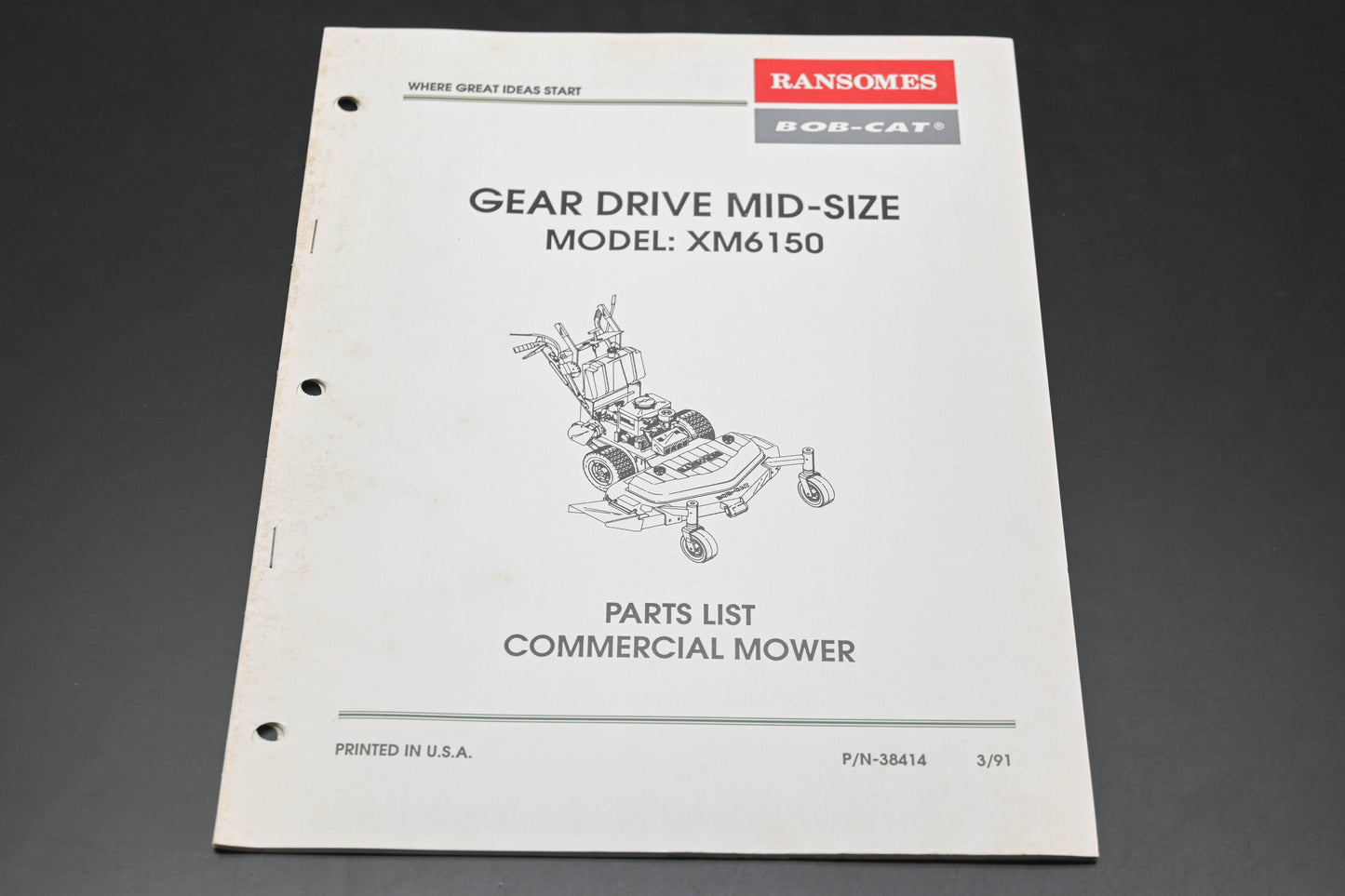 Bob-Cat 38414 91 XM6150 Commercial Mower Parts List