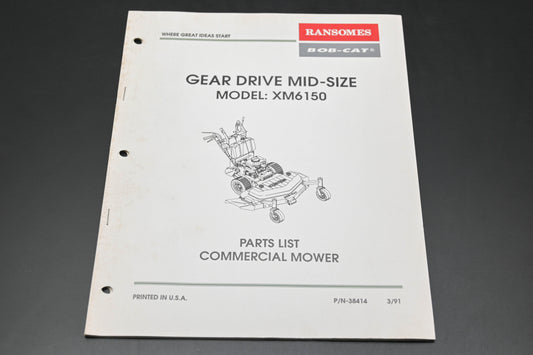 Bob-Cat 38414 91 XM6150 Commercial Mower Parts List
