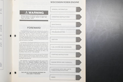 Teledyne Total Power TTP-30001, TTP 30001, TTP30001 Robin W1-185V W1-145V Engine Repair Manual