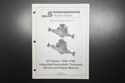 Hydro-Gear BLN-52178 04 GT Series -1500/-1700 Transaxle Repair Manual