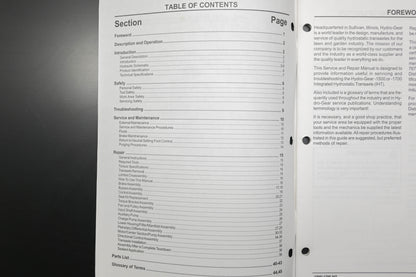 Hydro-Gear BLN-52178 04 GT Series -1500/-1700 Transaxle Repair Manual